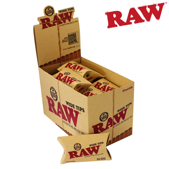 Raw Pre rolled 21 Wide Tips pillow pack available at Puffin Spot  Variety Carleton Place Ontario