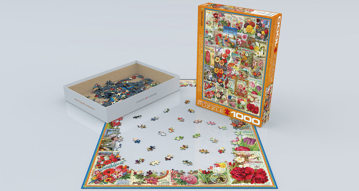 Flowers Seed Catalogue Collection 1000-Piece Puzzle Puffin Spot Variety