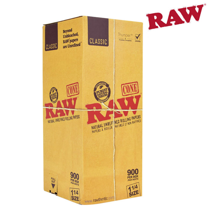 Raw Classic Natural Unrefined Pre-Rolled 1/14 Cones – 900/Box