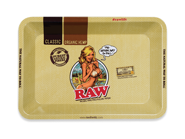 Raw Mini 7 x 5" Girl rolling tray - Puffin Spot Variety