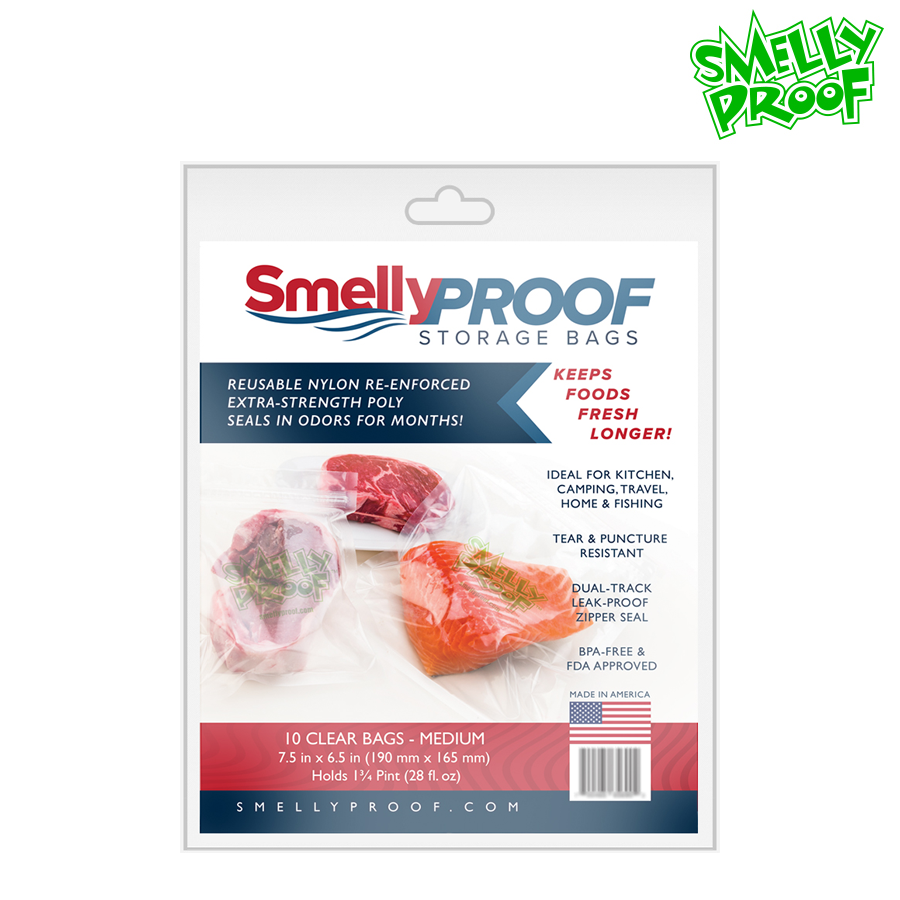 Smelly Proof Food and herb storage clear bags medium - Puffin Spot Variety